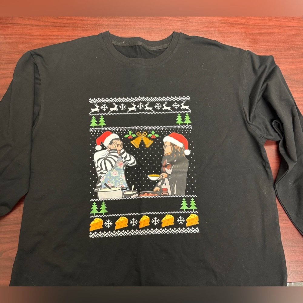 Ugly Christmas Sweater Schitts Creek “Fold in the Cheese” PREOWNED Men’s Size XL